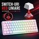 Механична клавиатура за гейминг Timebox, 60%, RGB осветление, 68 PBT Pudding клавиша, с Type-C кабел, Червен превключвател, Преносим, Бял
