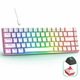 Механична клавиатура за гейминг Timebox, 60%, RGB осветление, 68 PBT Pudding клавиша, с Type-C кабел, Червен превключвател, Преносим, Бял