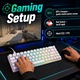 Механична клавиатура за гейминг Timebox, 60%, RGB осветление, 68 PBT Pudding клавиша, с Type-C кабел, Червен превключвател, Преносим, Бял