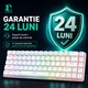 Механична клавиатура за гейминг Timebox, 60%, RGB осветление, 68 PBT Pudding клавиша, с Type-C кабел, Червен превключвател, Преносим, Бял