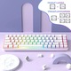 Механична клавиатура за гейминг Timebox, 60%, RGB осветление, 68 PBT Pudding клавиша, с Type-C кабел, Червен превключвател, Преносим, Бял