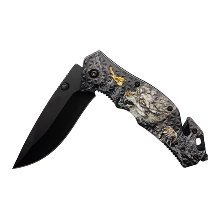 Briceag salvare, DEPOX®, Fantasy Wolf, 21 cm, Otel inoxidabil