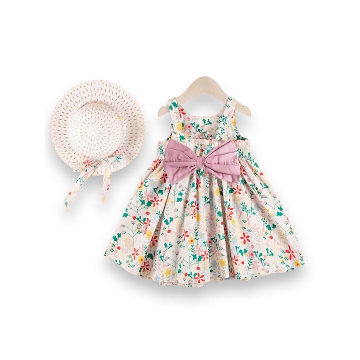 Set rochita si palarie pentru fetite PINK-FLORAL, Multifloral