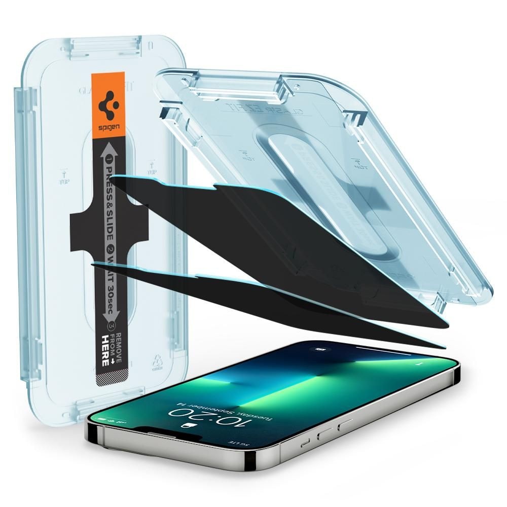 Set 2 Folii de protectie Spigen Glas.TR EZ FIT pentru Apple iPhone 13/13 Pro/14 Privacy