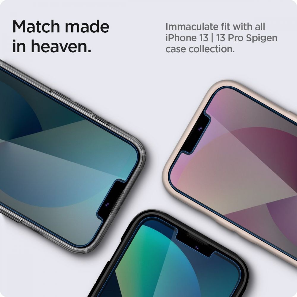 Set 2 Folii de protectie Spigen Glas.TR EZ FIT pentru Apple iPhone 13/13 Pro/14 Privacy