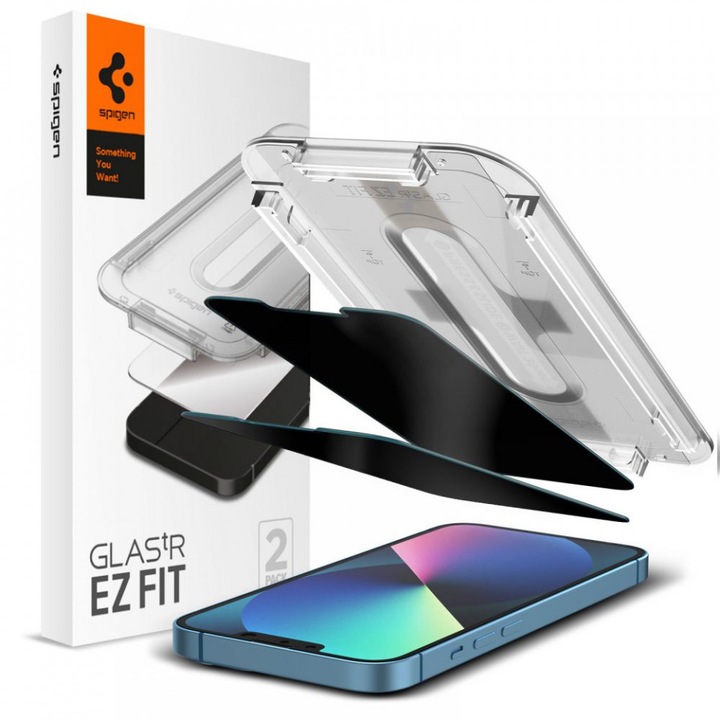 Film iPhone 13 / 13 Pro / iPhone 14 készülékhez (2. készlet) - Spigen Glas.tR EZ FIT Privacy - Törlés