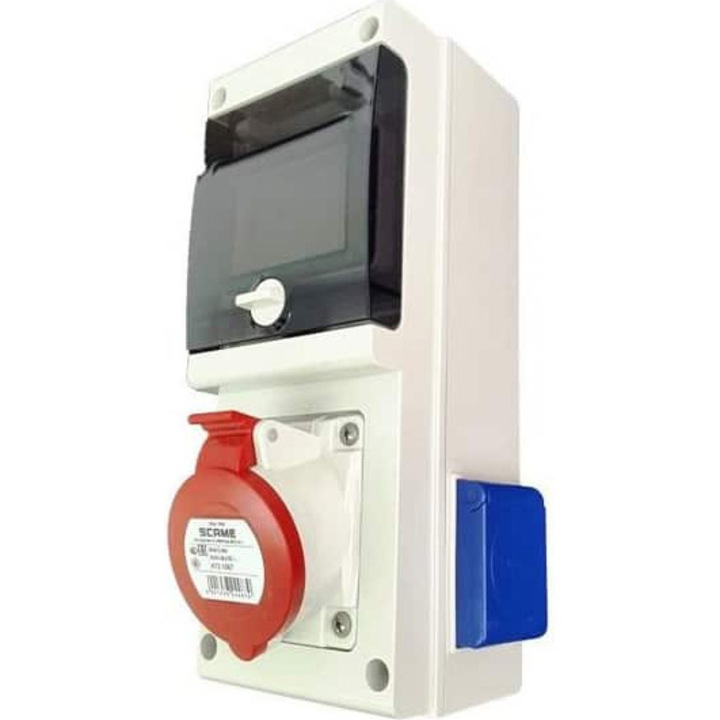 Електрическо табло Scame B1 632.RO0001, 4 модула, 1 трифазен контакт 32A, 2 контакта Schuko, IP44