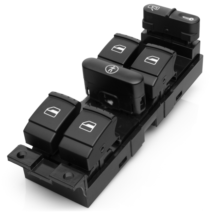 Kapcsolóblokk, Kompatibilis Volkswagen Passat B5 1997-2005, 4 elektromos ablakhoz, Műanyag, Fekete