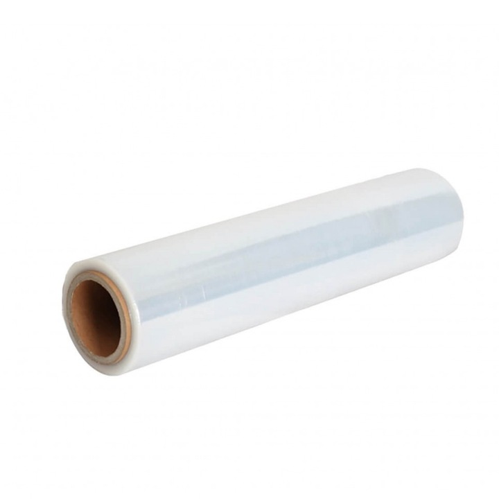 Folie stretch transparenta pentru ambalare manuala, 23 microni,1.4 kg brut, tub de 150 grame RO-CLIPS - 1 rola
