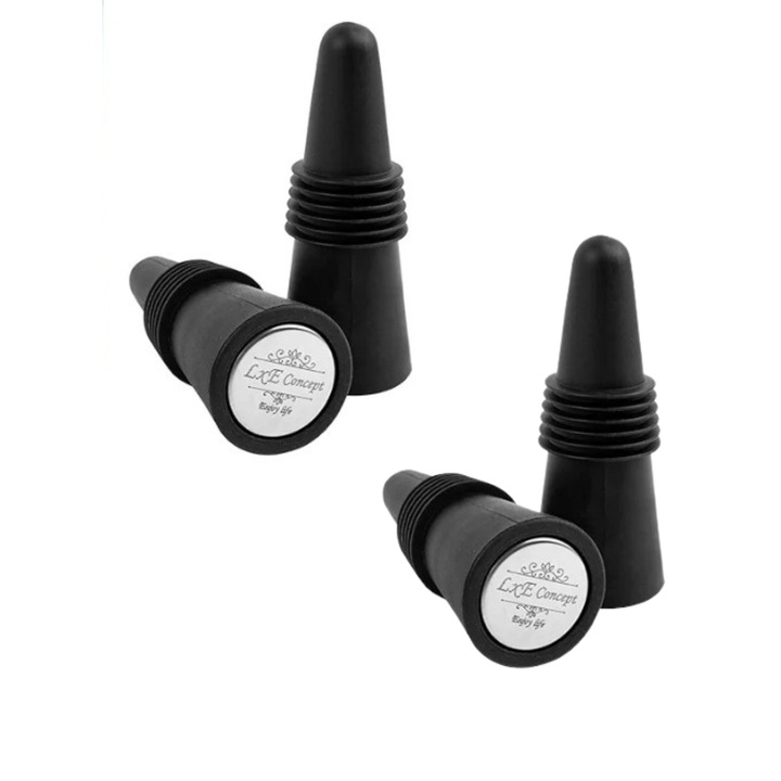 Set 4 x dopuri de vin elegante cu etansare din silicon - pastreaza aromele intact si proaspete