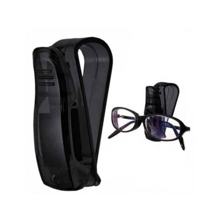 Autós szemüvegtartó PrzydaSie.pl, egyszerű telepítés, fekete, 2,9x7,5x2,5 cm