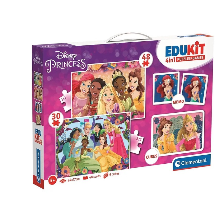 Edukit, Clementoni, Disney Princess játékkészlet, puzzle, jegyzet, 6 kockás