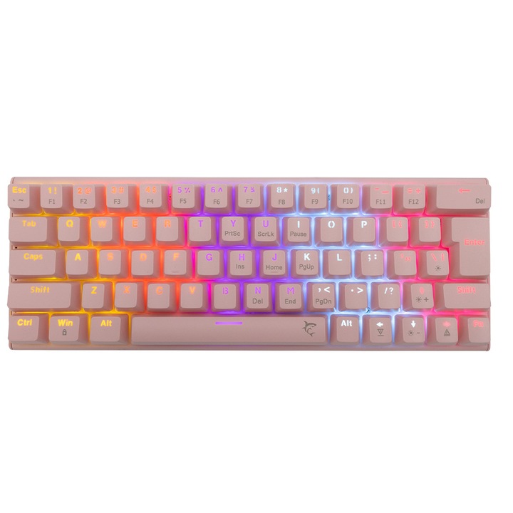 Tastatura Gaming WHITE SHARK WAKIZASHI, mecanica, iluminare RGB, roz, 292x105x35mm