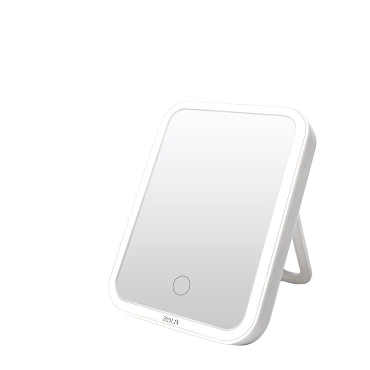 Oglinda cosmetica, ZOLA, ABS, LED, Marire 5x, USB, Alb