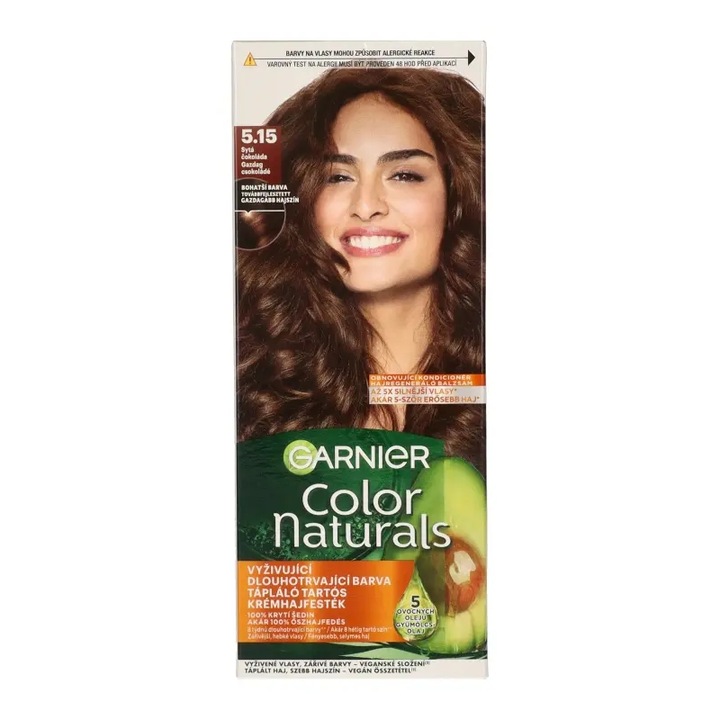Vopsea de par permanenta Garnier Color Naturals 5.15 Ciocolata bogata, 60+40+12ml