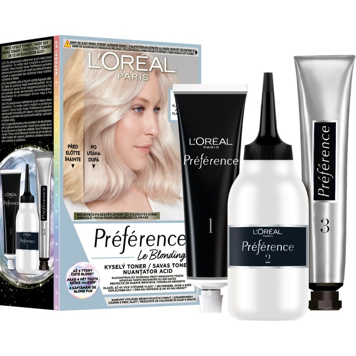 Nuantator Acid de par Semipermanent L'Oreal Paris Preference Le Blonding Platinum Ice, 174 ml
