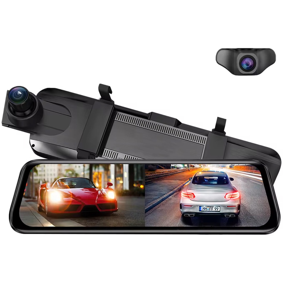 Camera auto de bord AZDOME AR09 4K+FHD, WiFi, Night Vision, 150°, ecran 9.66", aplicatie dedicata, G-sensor si monitorizare parcare