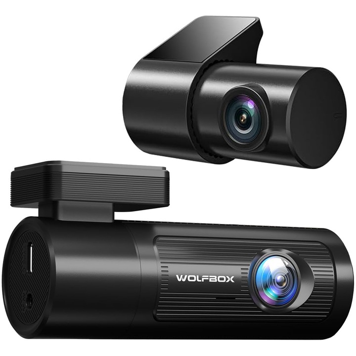Видеорегистратор Wolfbox i105 4K+1080P, WiFi, Нощно виждане, 170°, GPS, Специално приложение, G-сензор и мониторинг на паркиране