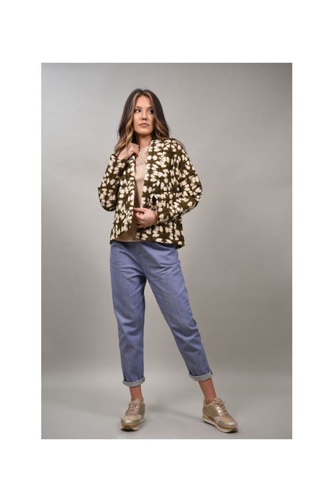 Jacheta tip sacou matlasata subtire fara nasturi synergy, Kaki, One Size