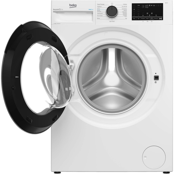 Masina de spalat rufe Beko B3WFT51140W, 11 kg, 1400 RPM, Clasa A, SteamCure, AddXtra, Motor ProSmart Inverter, AutoClean Detergent Drawer, Alb