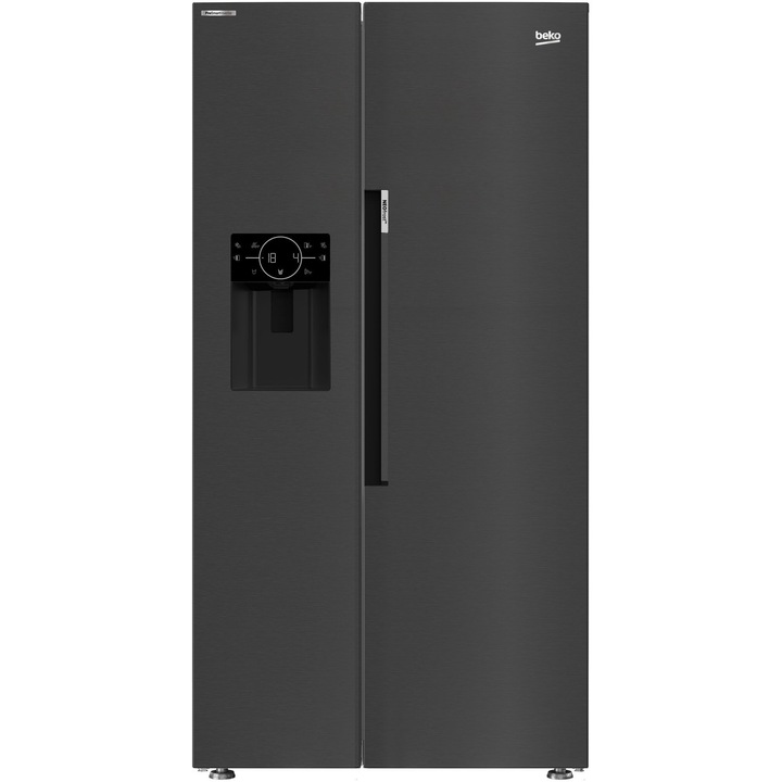Beko GN162340XBRN Side by side hűtőszekrény, 571 l, E energiaosztály, NeoFrost Dual Cooling, HarvestFresh, Ice fall, Vízadagoló, Kompresszor inverter, Érintésvezérlés, M 179 cm, Inox