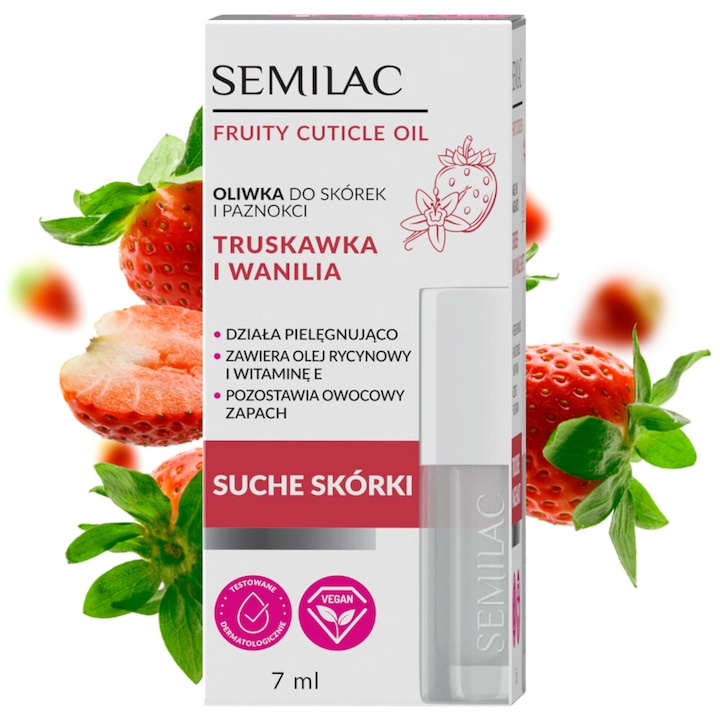 Ulei pentru cuticule si unghii Semilac, capsuni/vanilie, 7ml