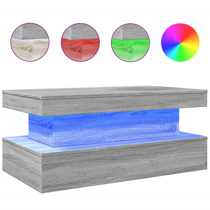 VidaXL szürke sonoma színű dohányzóasztal LED-lámpákkal 90x50x40, 21 kg