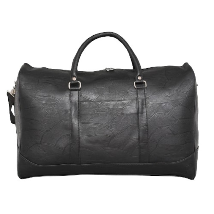 Geanta de voiaj, 48 x 32 x 23 cm, Piele ecologica, Negru