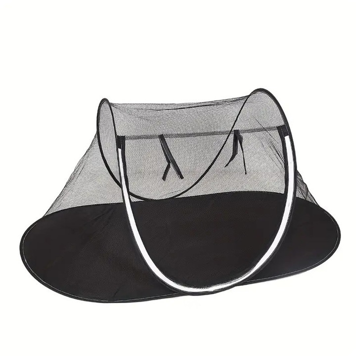 Cort pentru pisici si animale mici, pliabil, portabil, cu geanta de depozitare, negru, 116x63x55cm