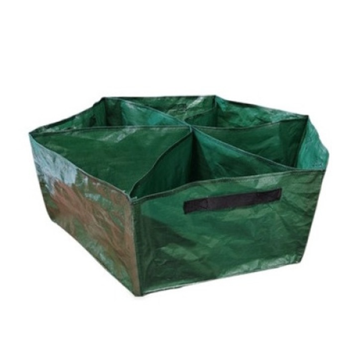 Градинско покривало, многоъгълно, с дръжки, PE материал, дренаж, текстилно, зелено, 77x40x25см