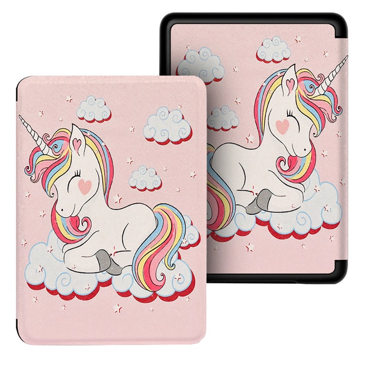 Калъф за Kindle Paperwhite 2021, ZJZ, 6.8 инча, Ултратънък, Устойчив на удар и изпускане, PU, Unicorn, Розов