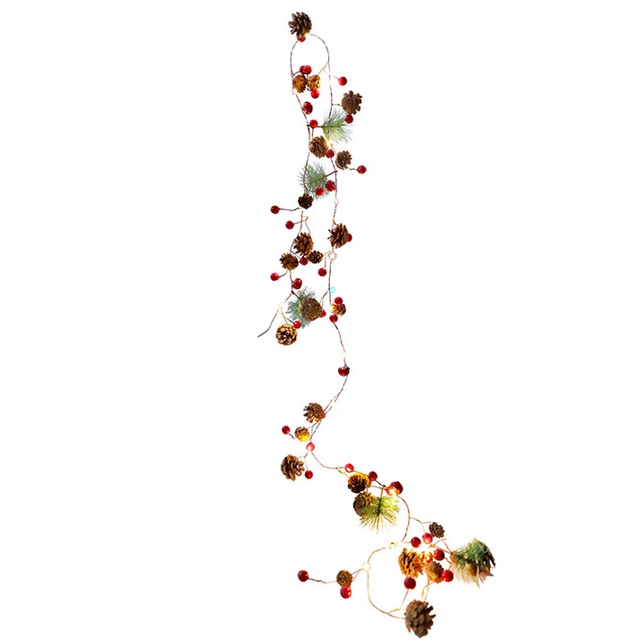 Sunmostar karácsonyi installáció, fenyőtoboz lámpa, amerikai stílusú, vezeték nélküli, fa