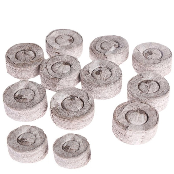 Set 12 bucati peleti turba pentru ，bureti pentru cresterea plantelor, set de capsule pentru ghiveci de plante cu sistem de cultivare hidroponica fara sol, inlocuitori de bureti pentru gradina hidroponica, biodegradabili, Maro，35mm