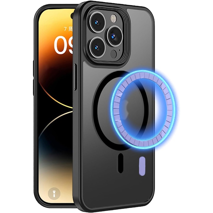 Husa de pentru iPhone 15 Promax, Nozibye®, compatibil cu MagSafe, spate rezistent la zgarieturi, carcasa magnetica pentru, seria Classic, negru