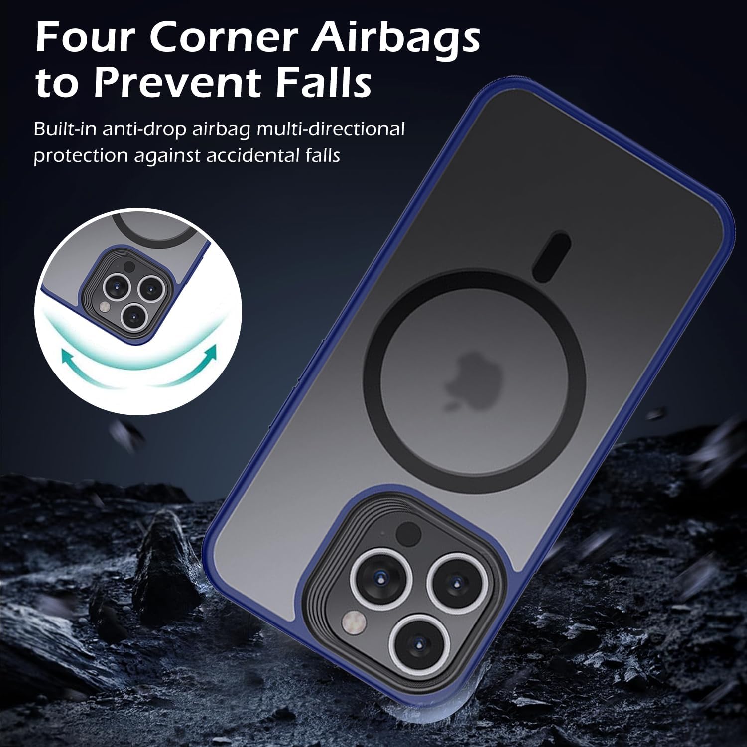 Husa de pentru iPhone 15 Promax, Nozibye®, compatibil cu MagSafe, spate rezistent la zgarieturi, carcasa magnetica pentru, seria Classic, albastru