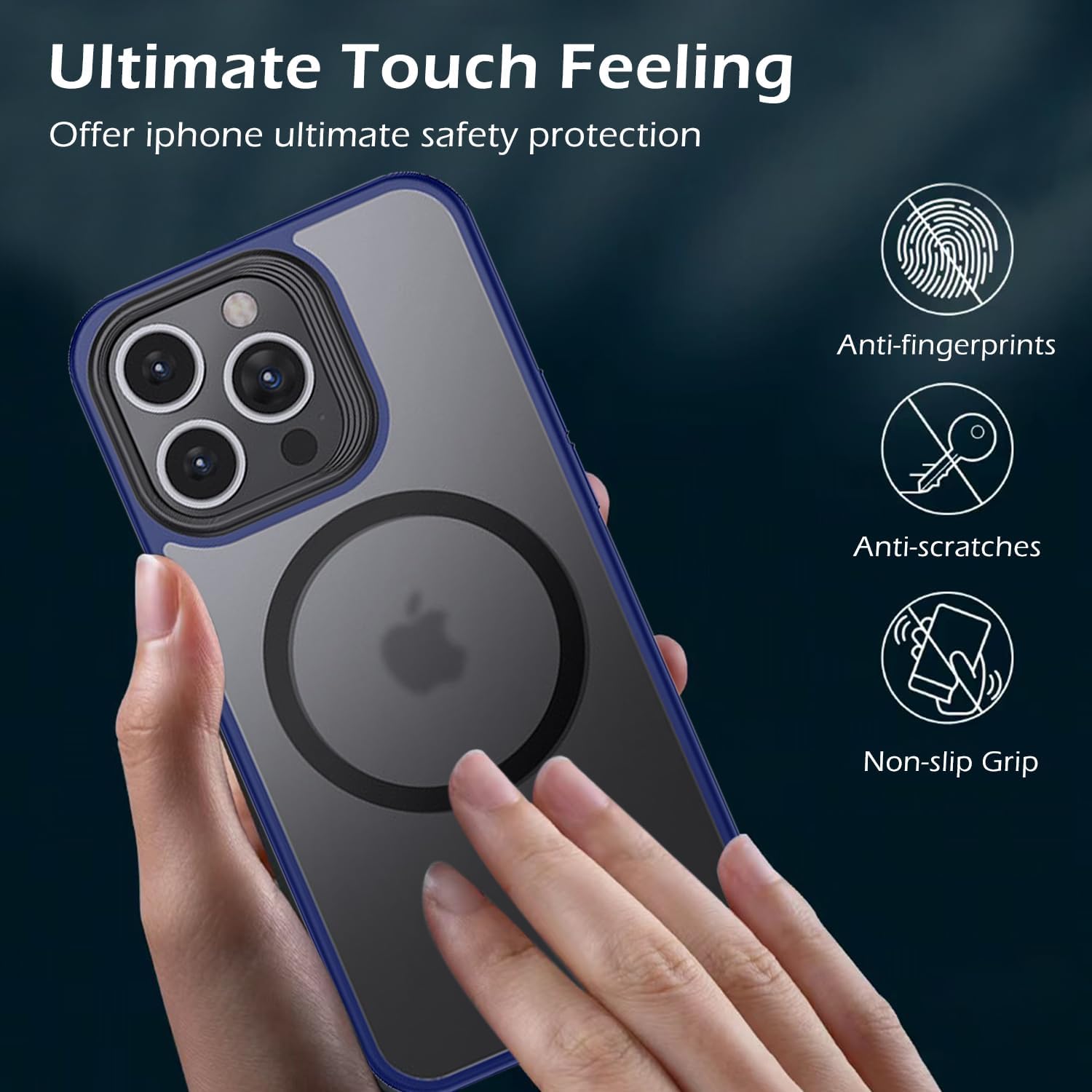 Husa de pentru iPhone 15 Promax, Nozibye®, compatibil cu MagSafe, spate rezistent la zgarieturi, carcasa magnetica pentru, seria Classic, albastru