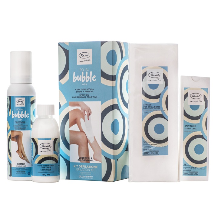 Kit de epilare rapida cu ceara rece pentru piele sensibila Roial Bubble Wax Clorofila