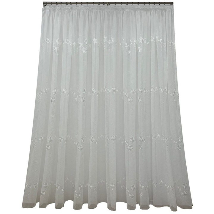 Perdea brodata din in, culoare alba, colectia Inna by Liz Line, 700x245cm cu rejansa - RD2527