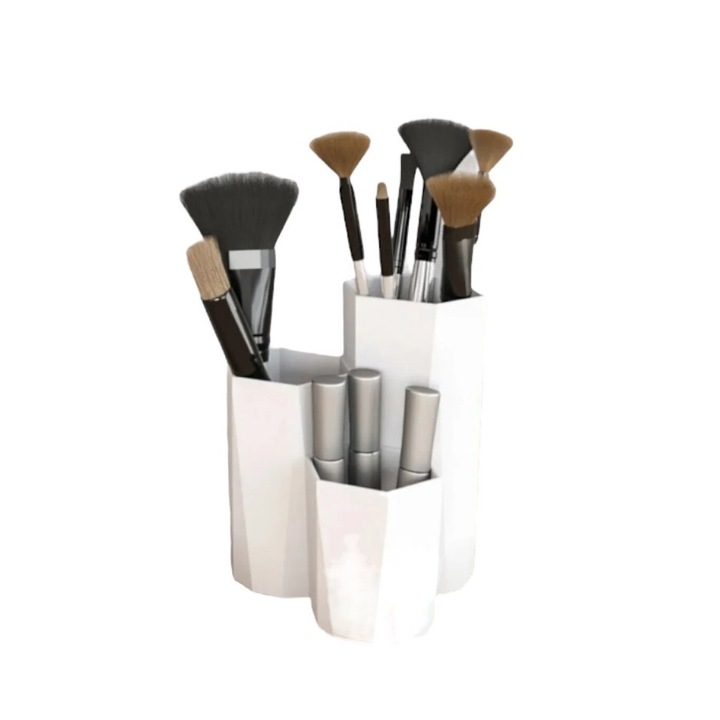 Organizator cosmetice si alte accesorii, multifunctional, 3 compartimente, alb