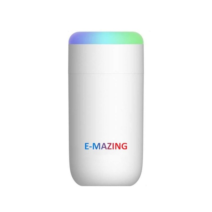 Umidificator compact Mary's Grzybek, roz/alb, 130x116mm, acumulator 2000mAh, iluminare LED