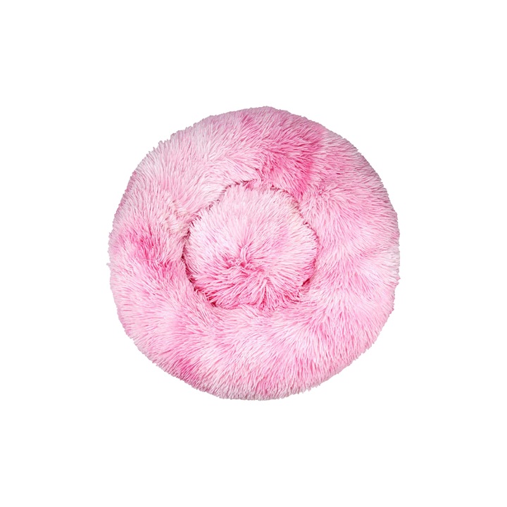 Culcus captusit pentru caini si pisici, Culoare roz, moale, usor de intretinut, material plus, Diametru 50 cm