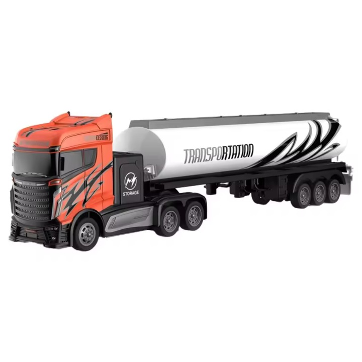 Camion semiremorca Cisterna cu telecomanda, incarcare USB, acumulator inclus, 45x7x10cm