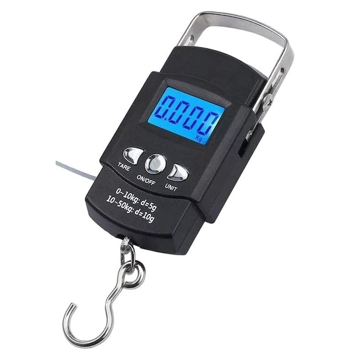 Cantar electronic portabil Gonice, 50kg, afisaj LCD albastru, ABS