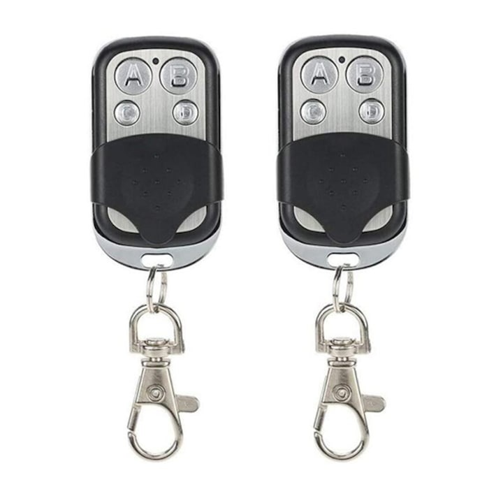 Set 2 telecomenzi universale pentru garaj, poarta, bariera, 433 MHz, negru/argintiu, Dactylion®