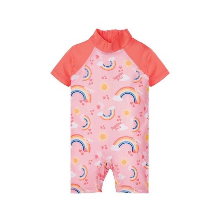 Costum de baie pentru fetite, model curcubeu, 1 piesa, 50/56, UV 50+, Multicolor