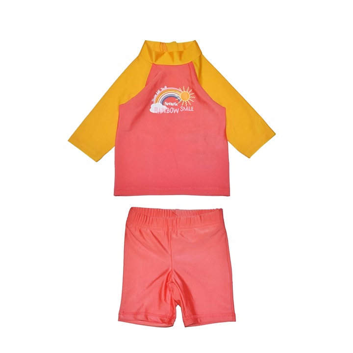 Costum de baie pentru fetite, model curcubeu, 2 piese, 74/80, UV 50+, Multicolor