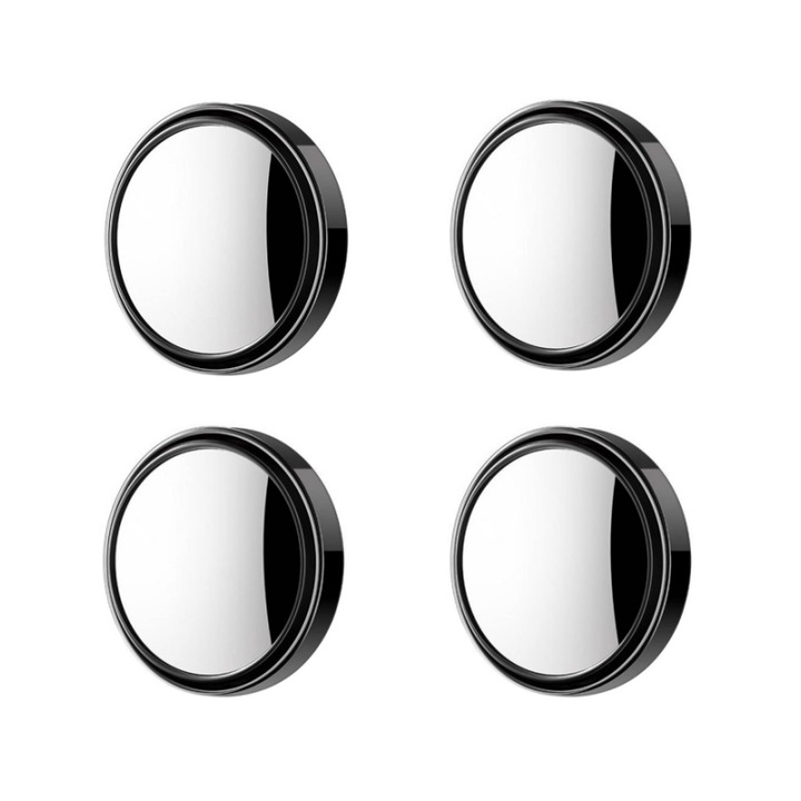 Set 4 oglinda auxiliara, JENUOS®, pentru unghi mort, diametru de 5 cm, rotatie 360, impermeabil, HD, ofera vizibilitate suplimentara, imbunatateste siguranta in conducere, Negru