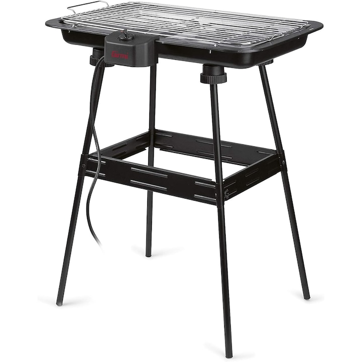 Gratar Girmi BQ2100 cu suport, 2200 W, plita mare 51 x 30 cm, element de incalzire din otel inoxidabil, 51 x 30 cm, negru