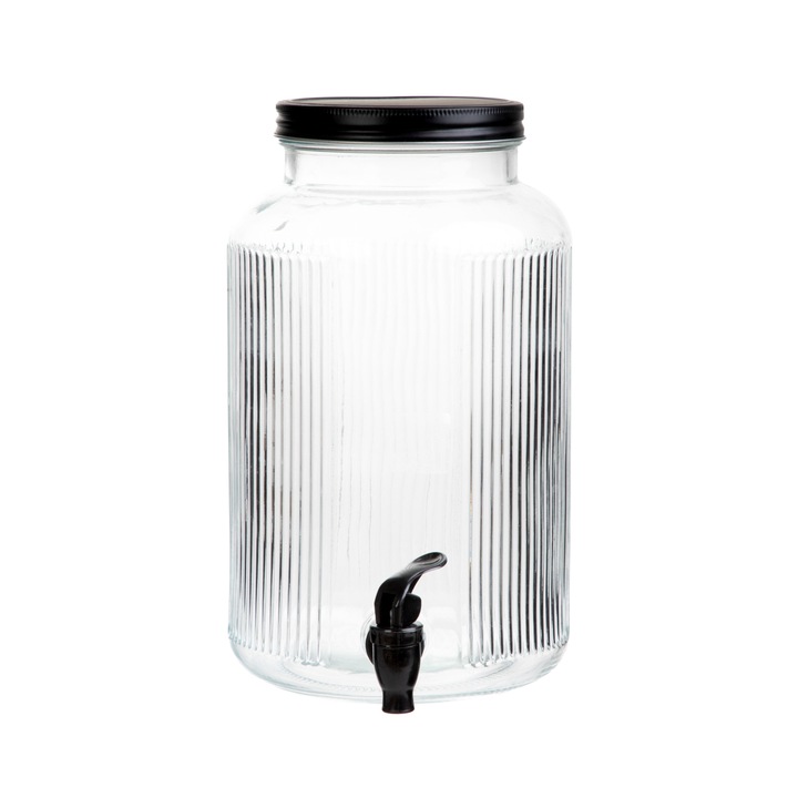 Borcan cu robinet VELMO dungat cu capac negru 6 l HOMLA