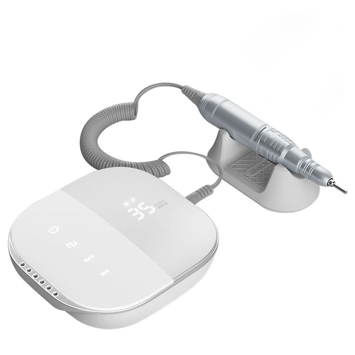 Електрическа пила за нокти, за маникюр и педикюр, Chigoods, 35000 RPM 30W, цифров дисплей, сива